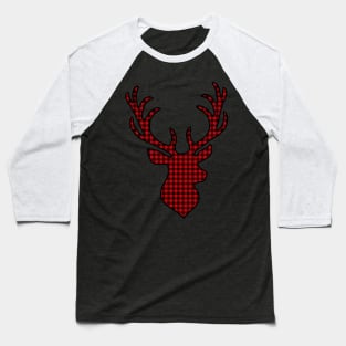 Plaid Deer Silhouette Baseball T-Shirt